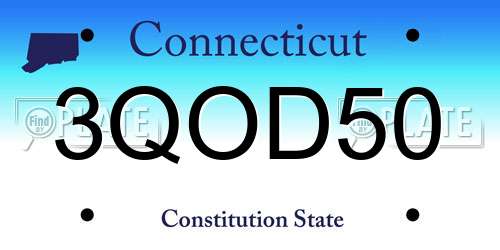 3QOD50 Connecticut License Plate