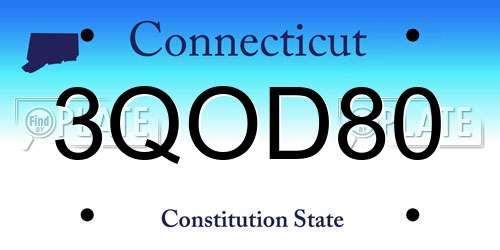 3QOD80 Connecticut License Plate