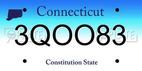 3QOO83 Connecticut License Plate