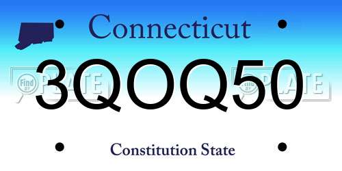 3QOQ50 Connecticut License Plate