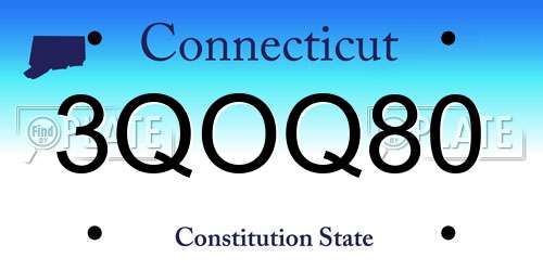 3QOQ80 Connecticut License Plate