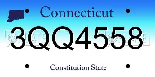3QQ4558 Connecticut License Plate