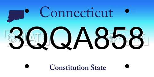 3QQA858 Connecticut License Plate