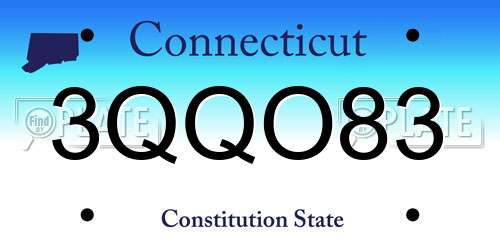 3QQO83 Connecticut License Plate