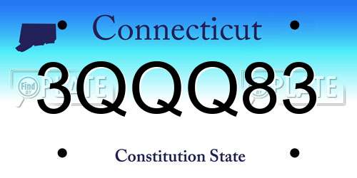 3QQQ83 Connecticut License Plate