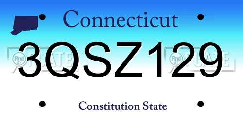 3QSZ129 Connecticut License Plate
