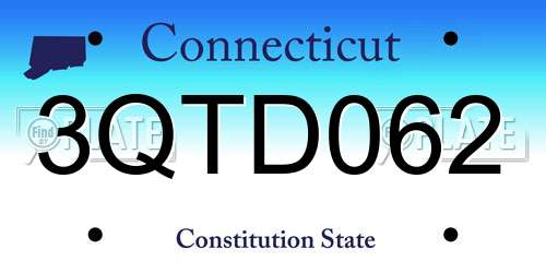 3QTD062 Connecticut License Plate