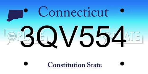 3QV554 Connecticut License Plate