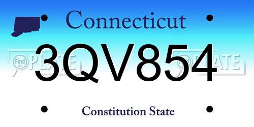 3QV854 Connecticut License Plate