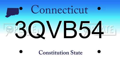 3QVB54 Connecticut License Plate