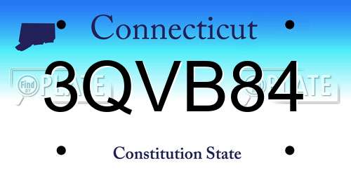 3QVB84 Connecticut License Plate