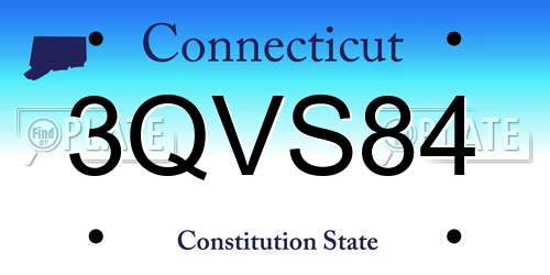 3QVS84 Connecticut License Plate
