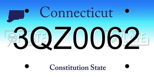3QZ0062 Connecticut License Plate