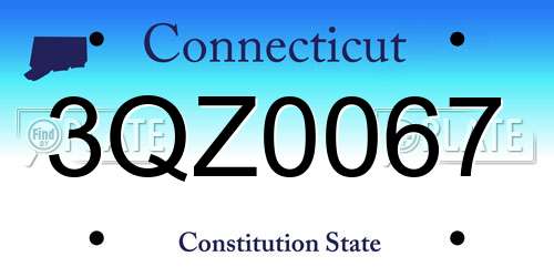 3QZ0067 Connecticut License Plate