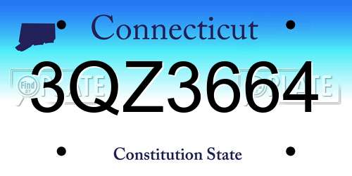 3QZ3664 Connecticut License Plate