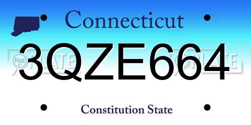 3QZE664 Connecticut License Plate