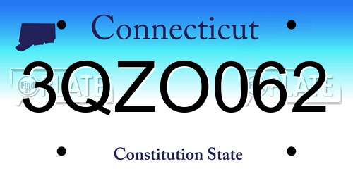 3QZO062 Connecticut License Plate