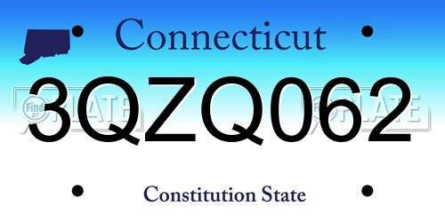 3QZQ062 Connecticut License Plate