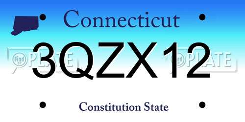 3QZX12 Connecticut License Plate