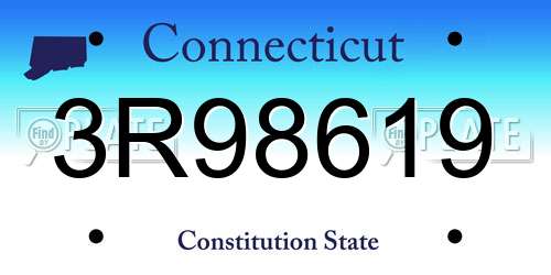 3R98619 Connecticut License Plate