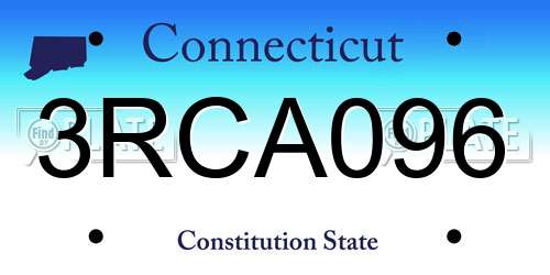 3RCA096 Connecticut License Plate