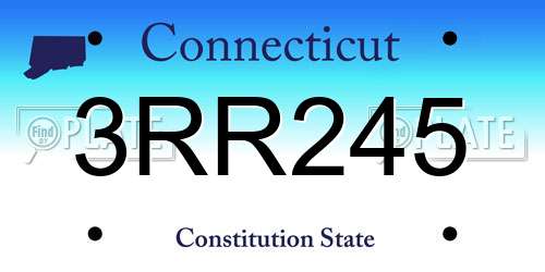 3RR245 Connecticut License Plate