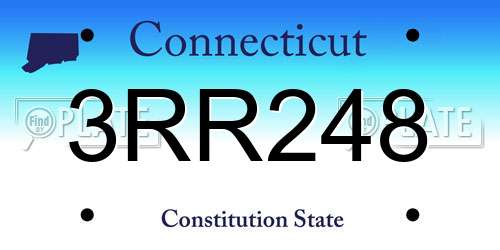 3RR248 Connecticut License Plate
