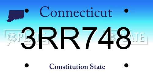 3RR748 Connecticut License Plate