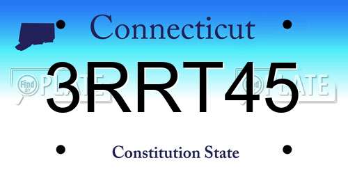 3RRT45 Connecticut License Plate