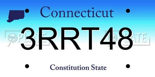 3RRT48 Connecticut License Plate