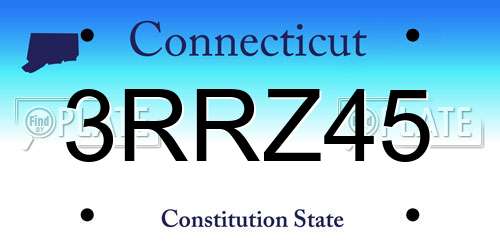 3RRZ45 Connecticut License Plate