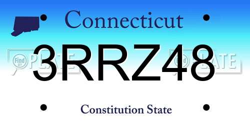 3RRZ48 Connecticut License Plate