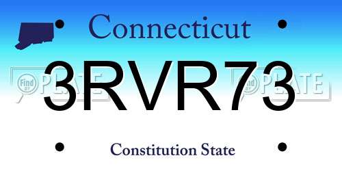 3RVR73 Connecticut License Plate