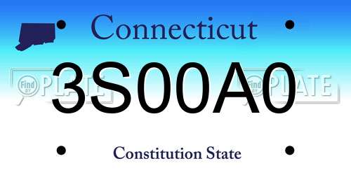 3S00A0 Connecticut License Plate
