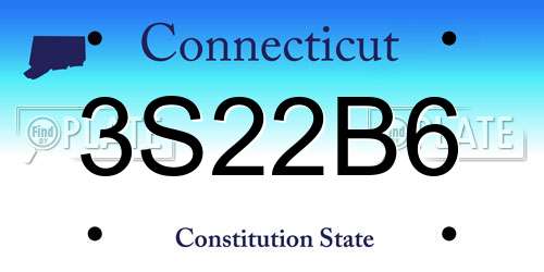 3S22B6 Connecticut License Plate