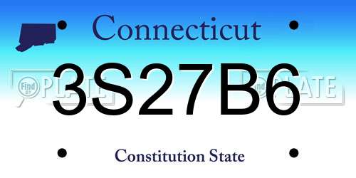 3S27B6 Connecticut License Plate