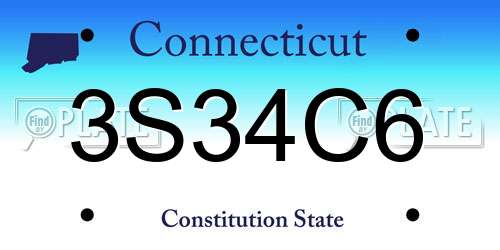 3S34C6 Connecticut License Plate