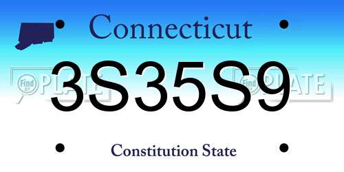 3S35S9 Connecticut License Plate