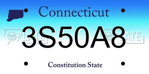 3S50A8 Connecticut License Plate