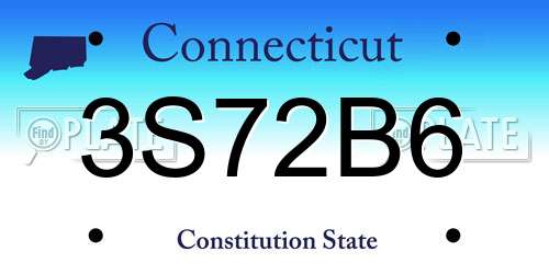3S72B6 Connecticut License Plate