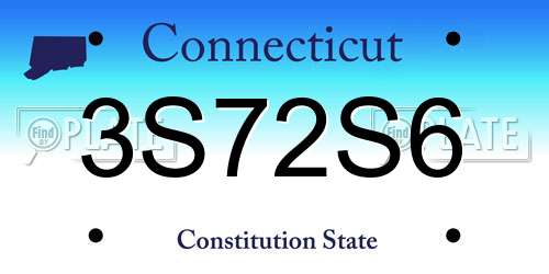 3S72S6 Connecticut License Plate
