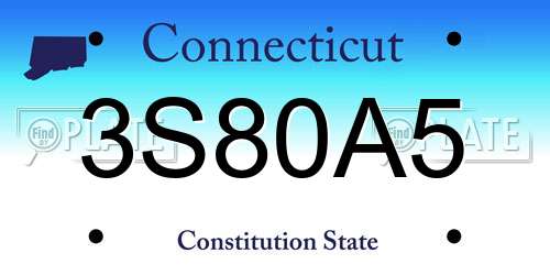 3S80A5 Connecticut License Plate