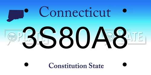 3S80A8 Connecticut License Plate