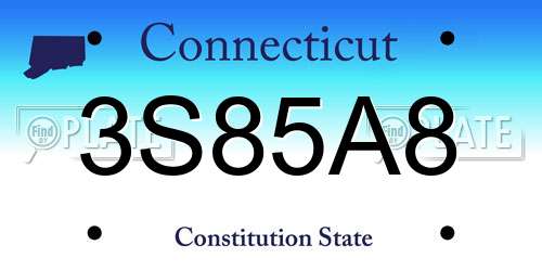 3S85A8 Connecticut License Plate
