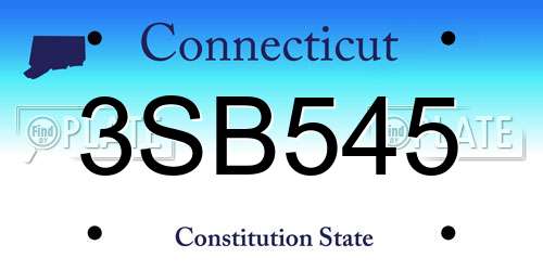 3SB545 Connecticut License Plate