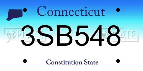 3SB548 Connecticut License Plate