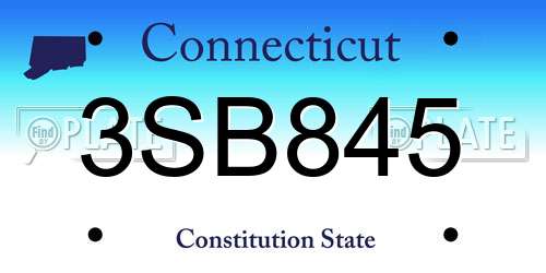 3SB845 Connecticut License Plate