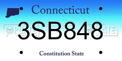 3SB848 Connecticut License Plate