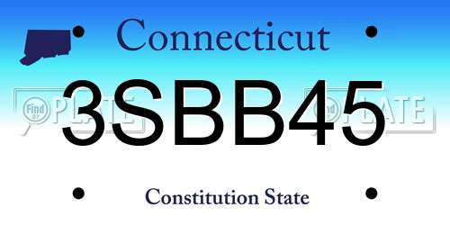 3SBB45 Connecticut License Plate