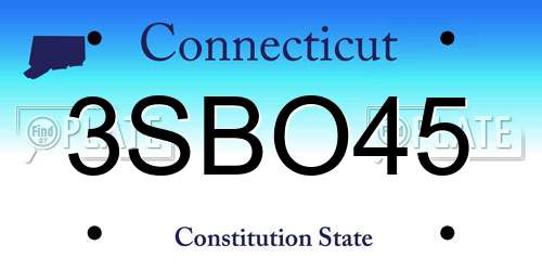 3SBO45 Connecticut License Plate